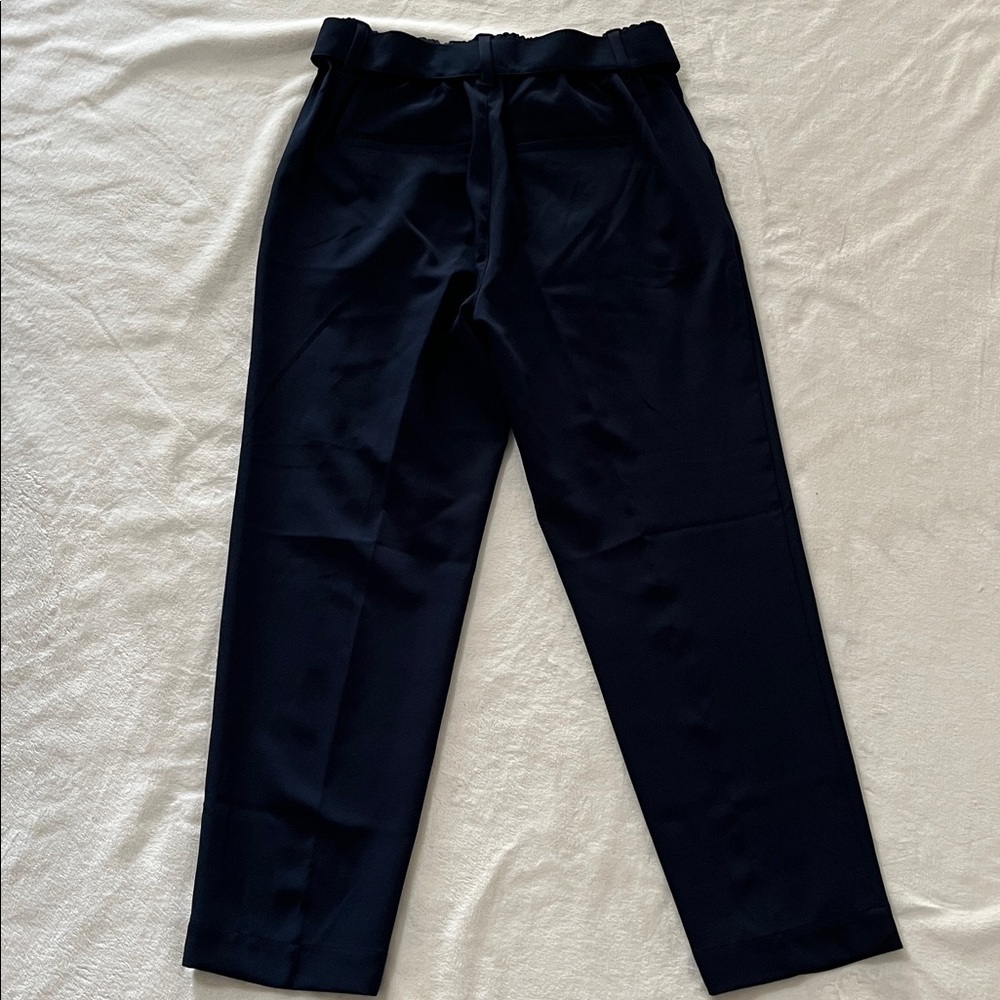 LOFT Navy Tie-Waist Trousers - Picture 7 of 10